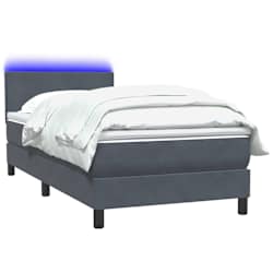 vidaXL Cama box spring c/ colch&atilde;o e LED cinza-escuro 80x210 cm veludo
