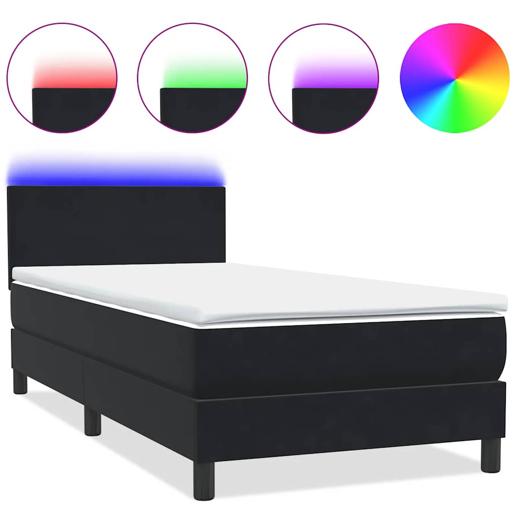 Thumbnail - vidaXL Boxspringbett mit Matratze & LED Schwarz 90x210 cm Samt