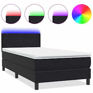 Box spring postel s matrací a LED černá 90x210 cm samet - obrázek 2