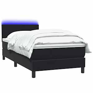 Box spring postel s matrací a LED černá 90x210 cm samet - obrázek 3