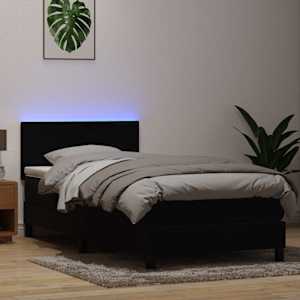 Box spring postel s matrací a LED černá 90x210 cm samet - obrázek 4