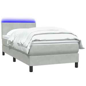 Box spring postel s matrací a LED světle šedá 100x210 cm samet - obrázek 4
