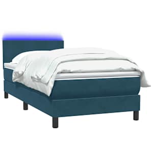 Box spring postel s matrací a LED tmavě modrá 100x210 cm samet - obrázek 3