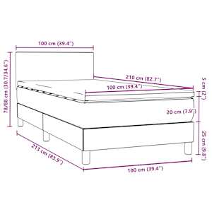 Box spring postel s matrací a LED tmavě modrá 100x210 cm samet - obrázek 16