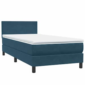 Box spring postel s matrací a LED tmavě modrá 100x210 cm samet - obrázek 5