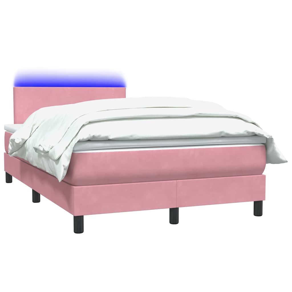 Thumbnail - vidaXL Boxspringbett mit Matratze & LED Rosa 120x210 cm Samt