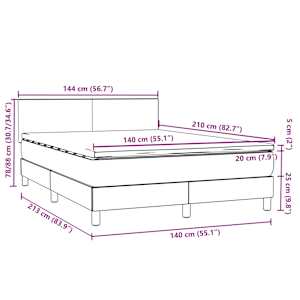 Box spring postel s matrací a LED světle šedá 140x210 cm samet - obrázek 16