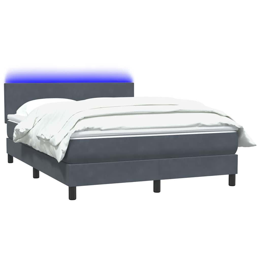 Thumbnail - vidaXL Boxspringbett mit Matratze & LED Dunkelgrau 140x210 cm Samt