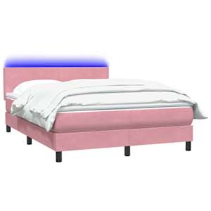 Box spring postel s matrací a LED růžová 140x210 cm samet - obrázek 3
