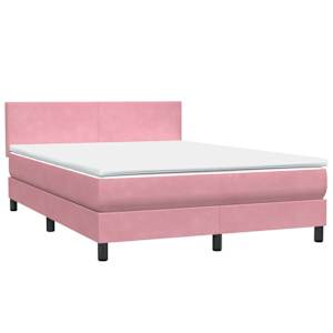 Box spring postel s matrací a LED růžová 140x210 cm samet - obrázek 5