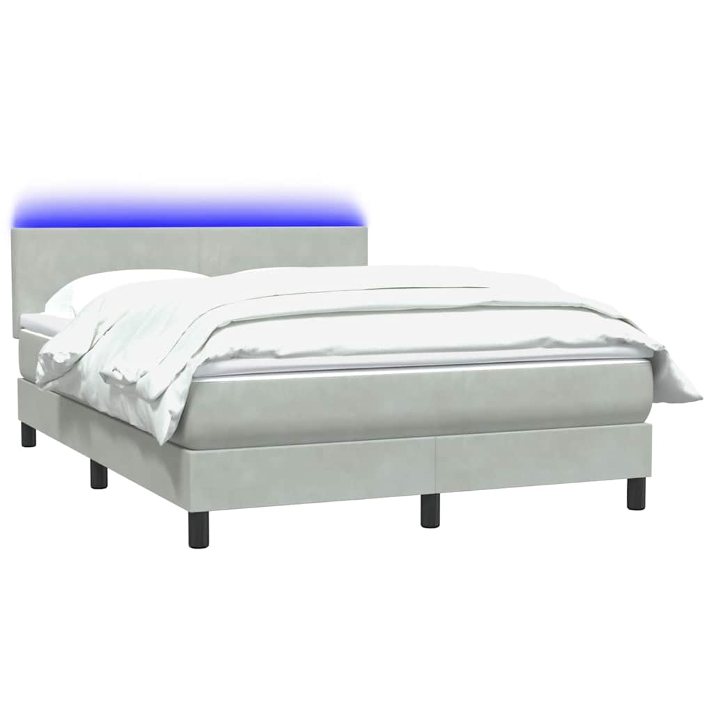 Thumbnail - vidaXL Boxspringbett mit Matratze & LED Hellgrau 160x210 cm Samt