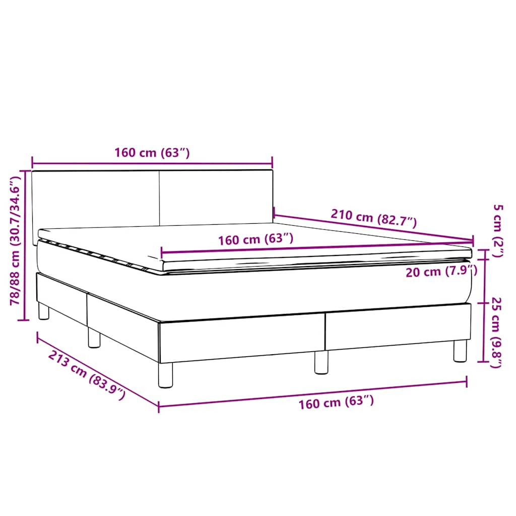 Box spring postel s matrací a LED světle šedá 160x210 cm samet - obrázek 16