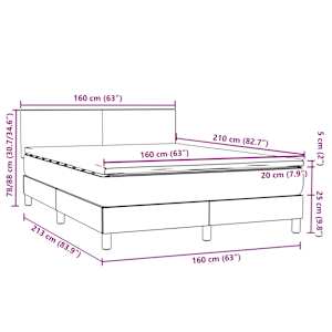 Box spring postel s matrací a LED světle šedá 160x210 cm samet - obrázek 16