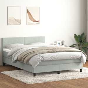 Box spring postel s matrací a LED světle šedá 160x210 cm samet - obrázek 1