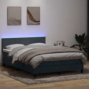 Box spring postel s matrací a LED tmavě šedá 160x210 cm samet - obrázek 4