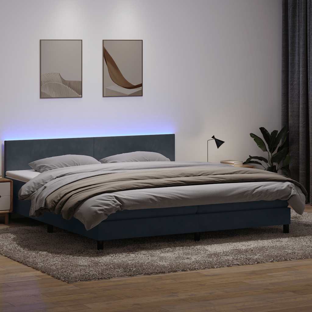 vidaXL Giroletto a Molle con Materasso Grigio Scuro 200x210 cm Velluto