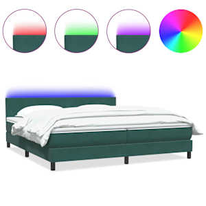 Box spring postel s matrací a LED tmavě zelená 200x210 cm samet - obrázek 2