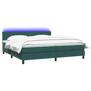 Box spring postel s matrací a LED tmavě zelená 200x210 cm samet - obrázek 3