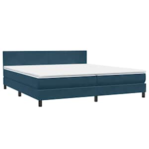 Box spring postel s matrací a LED tmavě modrá 200x210 cm samet - obrázek 5