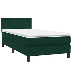 Box spring postel s matrací a LED tmavě zelená 80x220 cm samet - obrázek 5