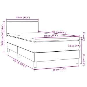 Box spring postel s matrací a LED růžová 80x220 cm samet - obrázek 16