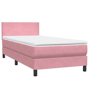 Box spring postel s matrací a LED růžová 80x220 cm samet - obrázek 5