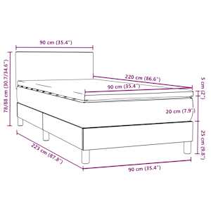 Box spring postel s matrací a LED Světle šedá 90x220 cm Samet - obrázek 16
