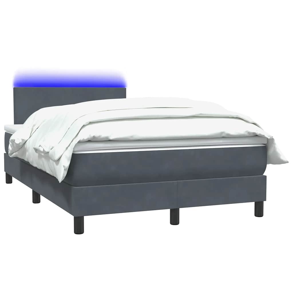 Thumbnail - vidaXL Boxspringbett mit Matratze & LED Dunkelgrau 120x220 cm Samt