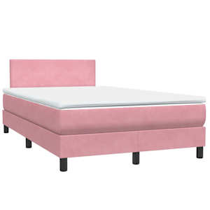 Box spring postel s matrací a LED růžová 120x220 cm samet - obrázek 5