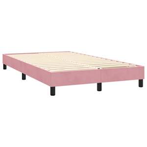 Box spring postel s matrací a LED růžová 120x220 cm samet - obrázek 6