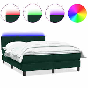 Box spring postel s matrací a LED tmavě zelená 160x220 cm samet - obrázek 2