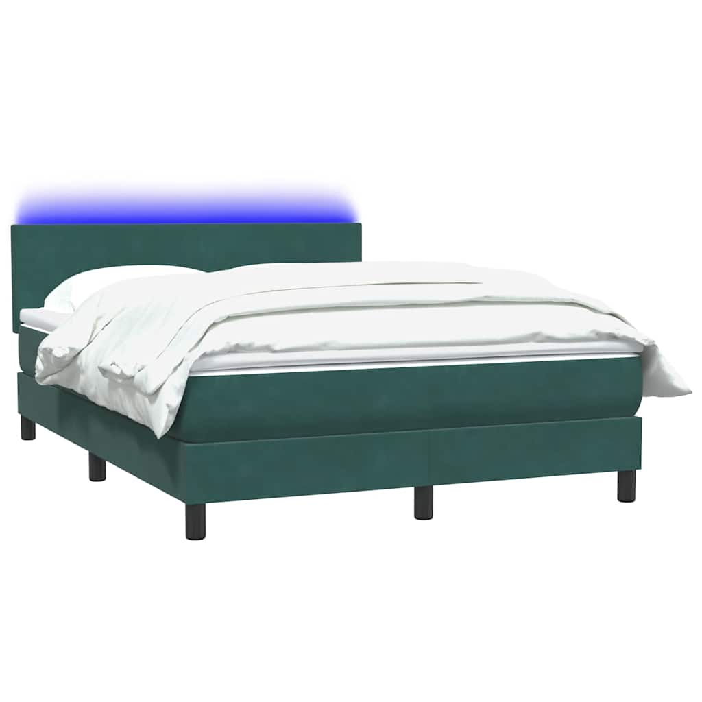 Thumbnail - vidaXL Boxspringbett mit Matratze & LED Dunkelgrün 160x220 cm Samt