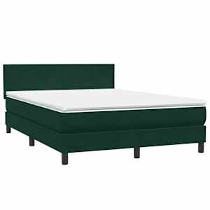 Box spring postel s matrací a LED tmavě zelená 160x220 cm samet - obrázek 5