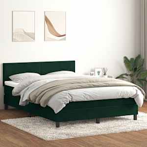 Box spring postel s matrací a LED tmavě zelená 160x220 cm samet - obrázek 1