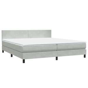 Box spring postel s matrací a LED světle šedá 180x220 cm samet - obrázek 5
