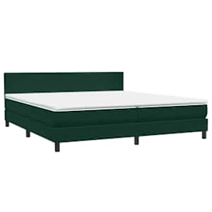 Box spring postel s matrací a LED tmavě zelená 180x220 cm samet - obrázek 5