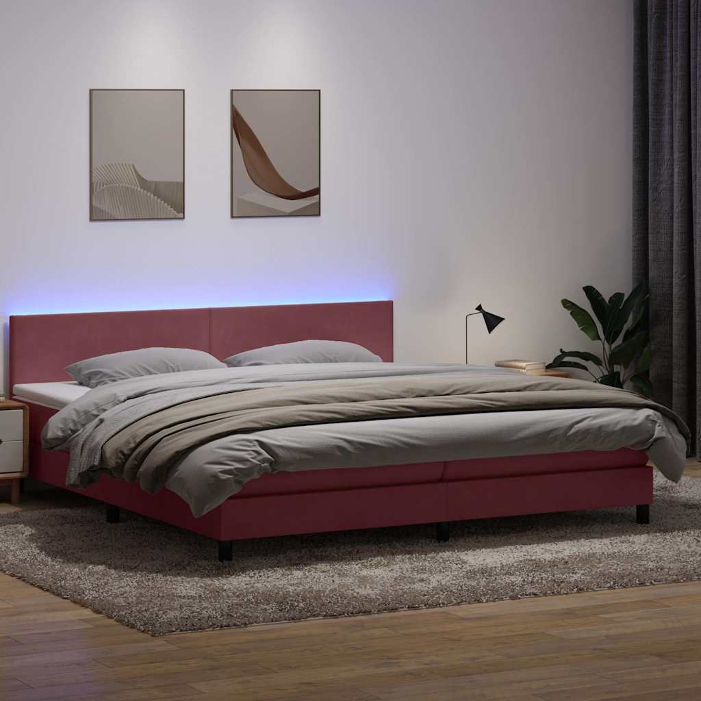 vidaXL Boxspringbett mit Matratze Rosa 180x220 cm Samt