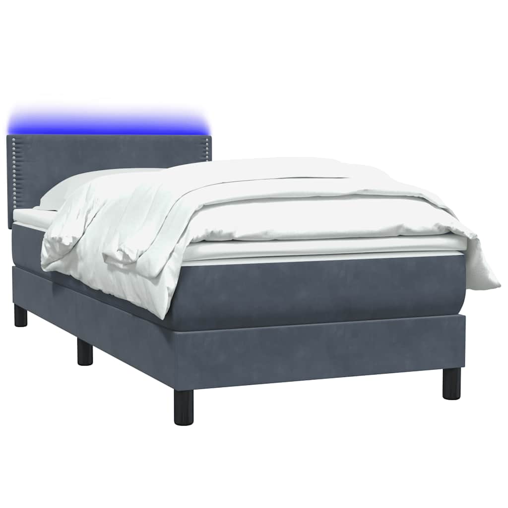 Thumbnail - vidaXL Boxspringbett mit Matratze & LED Dunkelgrau 90x210 cm Samt