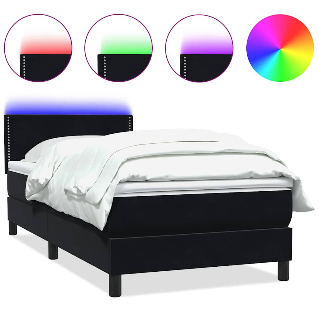 Thumbnail - vidaXL Boxspringbett mit Matratze & LED Schwarz 90x210 cm Samt