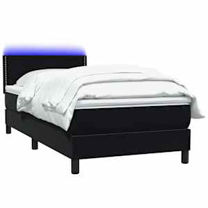 Box spring postel s matrací a LED černá 90x210 cm samet - obrázek 3