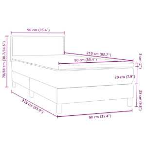 Box spring postel s matrací a LED tmavě zelená 90x210 cm samet - obrázek 16