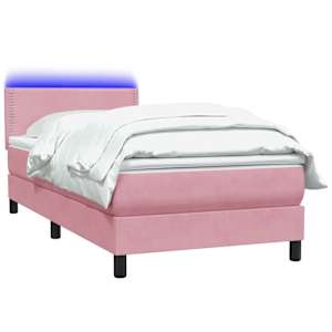 Box spring postel s matrací a LED růžová 100x210 cm samet - obrázek 3