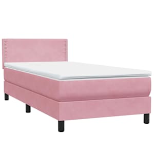 Box spring postel s matrací a LED růžová 100x210 cm samet - obrázek 5