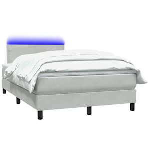Box spring postel s matrací a LED světle šedá 120x210 cm samet - obrázek 4
