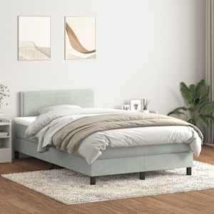 Box spring postel s matrací a LED světle šedá 120x210 cm samet - obrázek 3