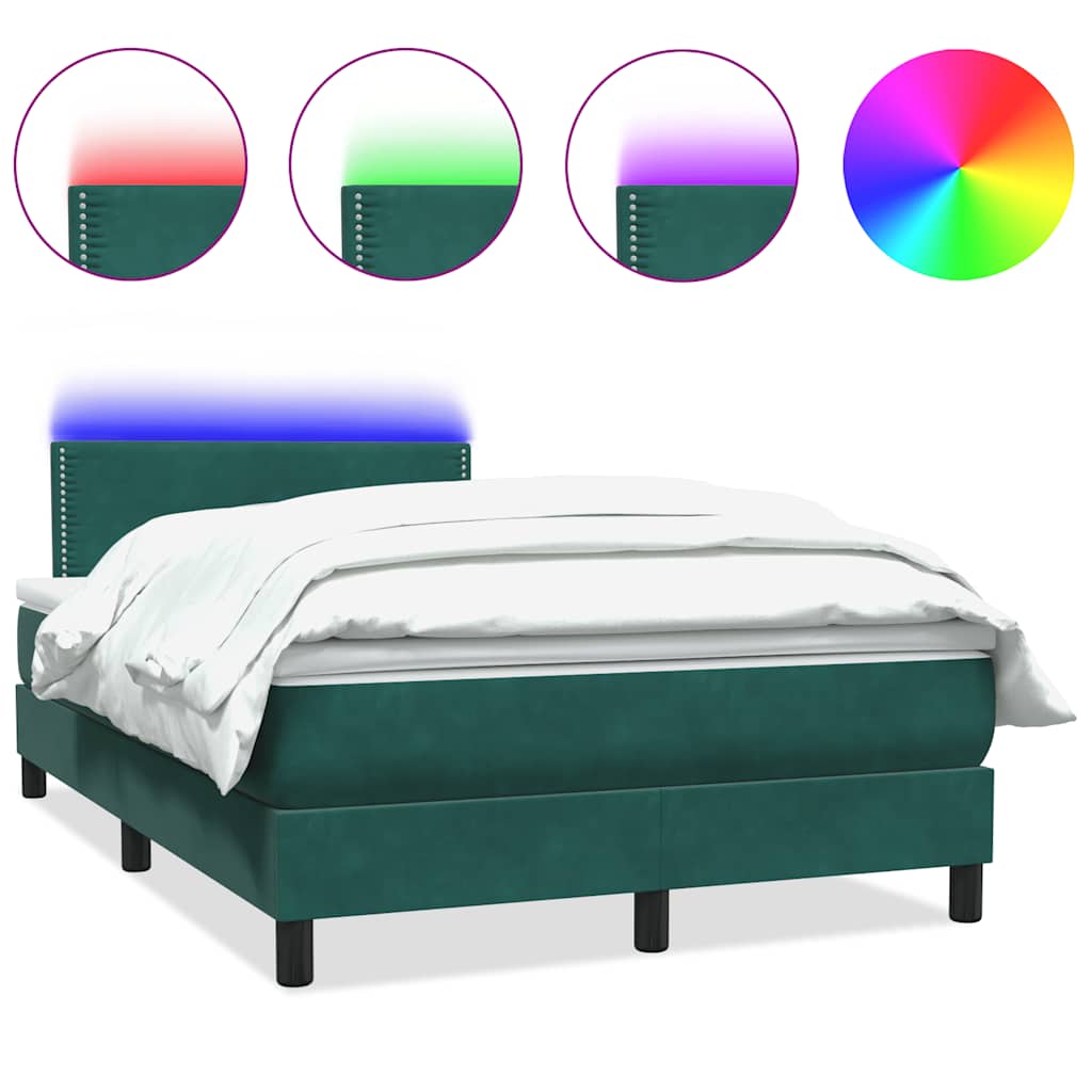 Thumbnail - vidaXL Boxspringbett mit Matratze Dunkelgrün 120x210 cm Samt