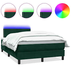 Box spring postel s matrací a LED tmavě zelená 120x210 cm samet - obrázek 2