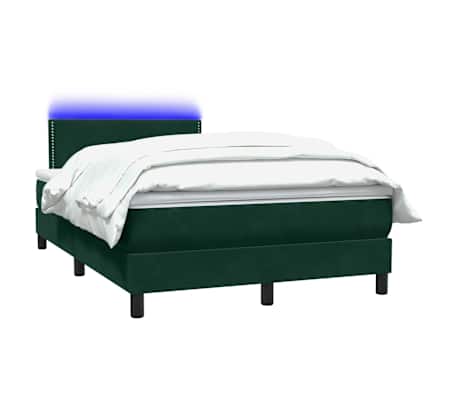 vidaXL Boxspring met matras en LED fluweel donkergroen 120x210 cm
