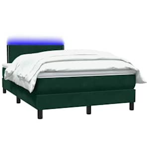 Box spring postel s matrací a LED tmavě zelená 120x210 cm samet - obrázek 3