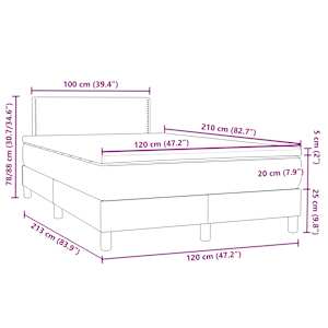 Box spring postel s matrací a LED tmavě zelená 120x210 cm samet - obrázek 16
